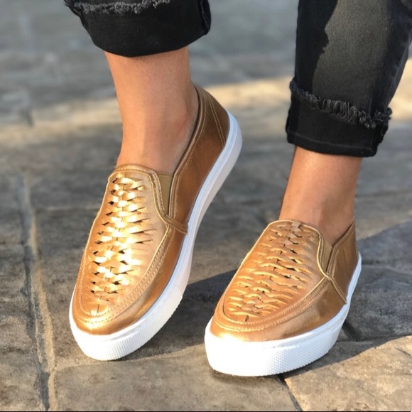 Bronze Leather Woven Loafers! NEW! - Picture 2 of 10